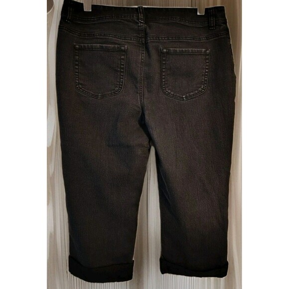 Chico's Women's Cropped Pants Size 1.5 US 10 Black Lace Hem Cotton - Picture 6 of 9